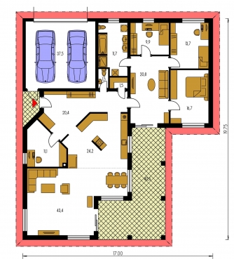 Mirror image | Floor plan of ground floor - BUNGALOW 131
